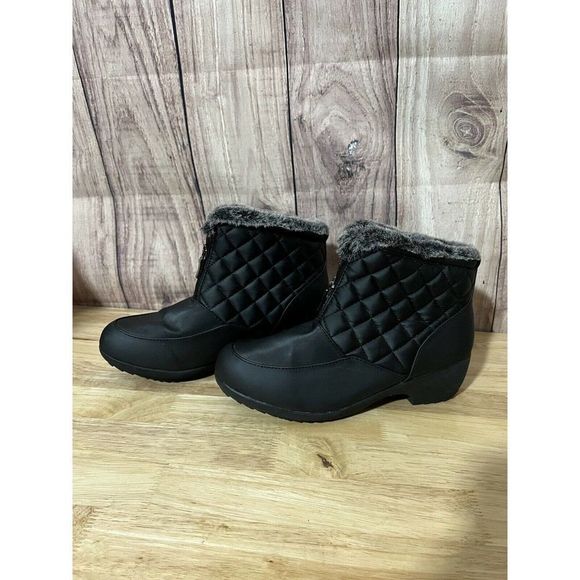 Weatherproof Womens Boots, Style Grace, Sz 8.5, Black w/Fur Trim - Picture 6 of 11